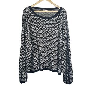 MAX STUDIO Geometric Print Sweater‎ Size XL Balloon Sleeve Oversized Luxe